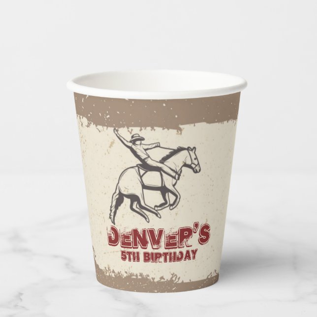 Western Rodeo Cowboy Birthday Party Paper Cups (Front)