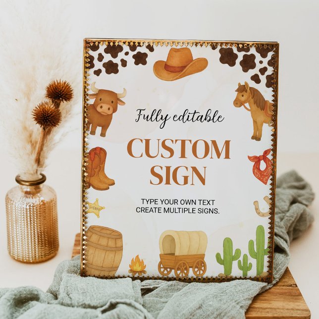 Western Rodeo Cowboy Birthday Party Table Sign (Creator Uploaded)