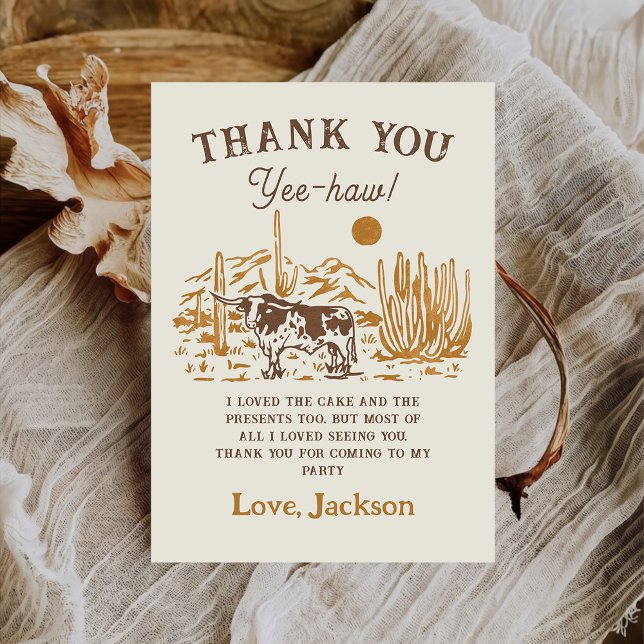 Western Rodeo Cowboy Birthday Thank You Card (Creator Uploaded)