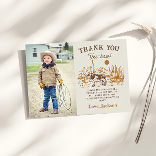 Western Rodeo Cowboy Birthday Thank You Card