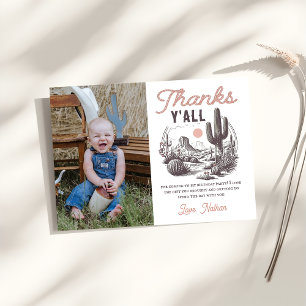 Western Rodeo Cowboy Birthday Thank You Card