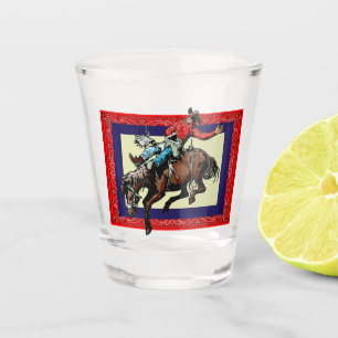 Western Rodeo Cowboy Bronc Rider Shot Glass