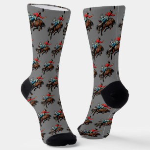 Western Rodeo Cowboy Bronc Riding Socks