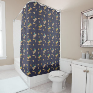 Western Rodeo Cowboy Bull Rider And Cowboy Hats Shower Curtain