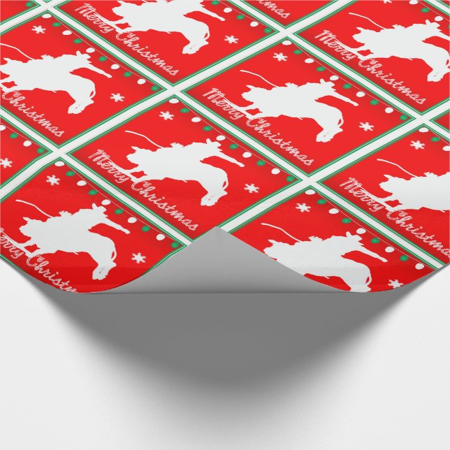 Western Rodeo Cowboy  Bull Riding  Christmas Wrapping Paper (Corner)