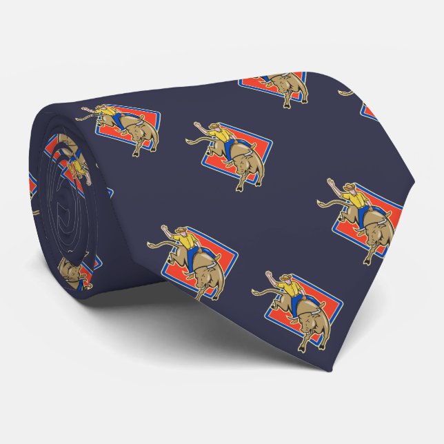 Western Rodeo Cowboy Bull Riding Tie (Rolled)
