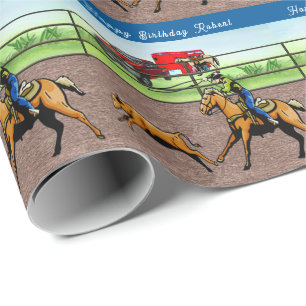 Western Rodeo Cowboy Calf Roping Personalized Wrapping Paper