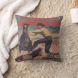 Western Rodeo Cowboy Calf Roping Rodeo Romance Cushion