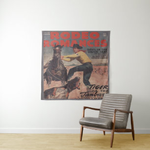 Western Rodeo Cowboy Calf Roping Rodeo Romance Tapestry