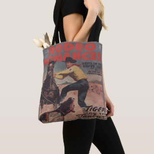 Western Rodeo Cowboy Calf Roping Rodeo Romance     Tote Bag
