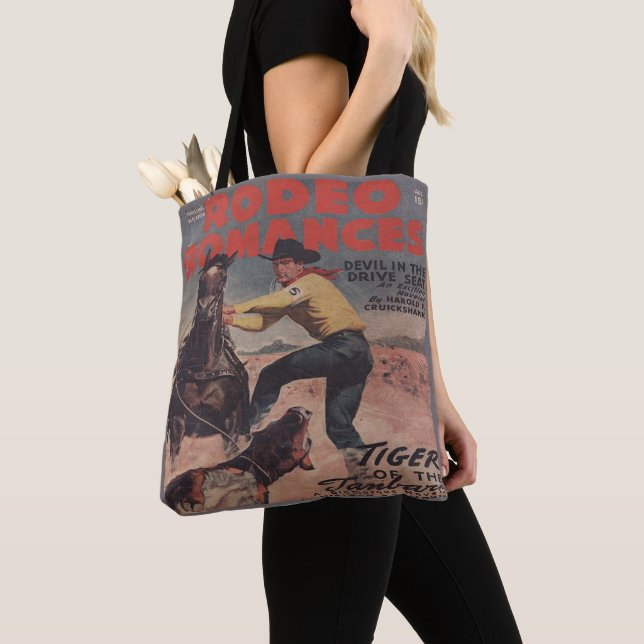 Western Rodeo Cowboy Calf Roping Rodeo Romance     Tote Bag (Close Up)