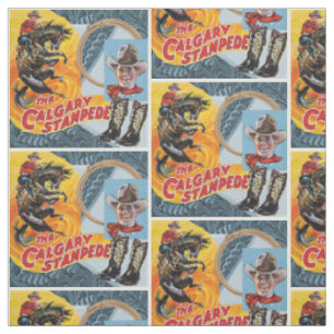 Western Rodeo Cowboy Collage Print With Border Fabric