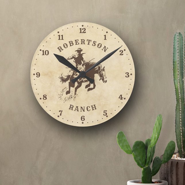 Western Rodeo Cowboy Country Personalised Round Clock (Creator Uploaded)
