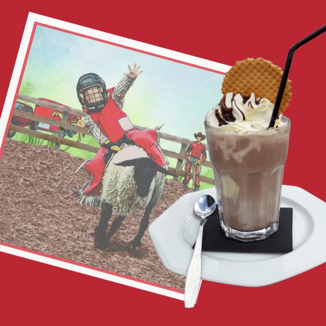 Western Rodeo Cowboy Cowgirl Mutton Busting Napkin (Creator Uploaded)