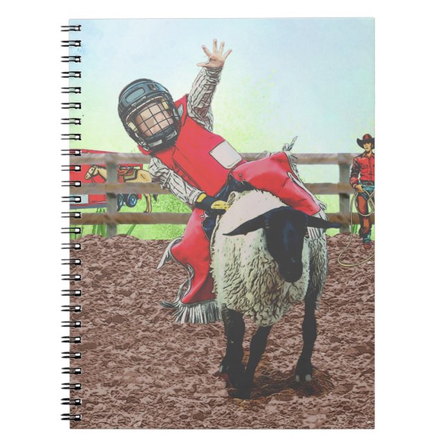 Western Rodeo Cowboy Cowgirl Mutton Busting Notebook (Front)