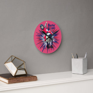 Western Rodeo Cowboy Cowgirl Mutton Busting Round Clock