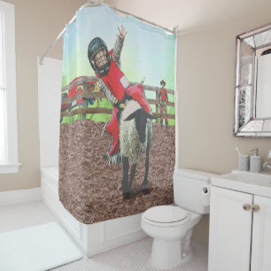 Western Rodeo Cowboy Cowgirl Mutton Busting Shower Curtain