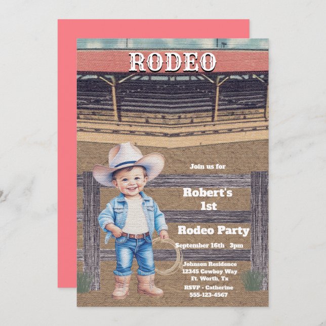Western Rodeo Cowboy/Cowgirl Personalised Birthday Invitation (Front/Back)