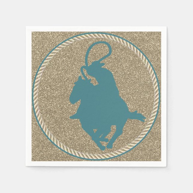 Western Rodeo Cowboy Cowgirl Roping Napkin (Front)
