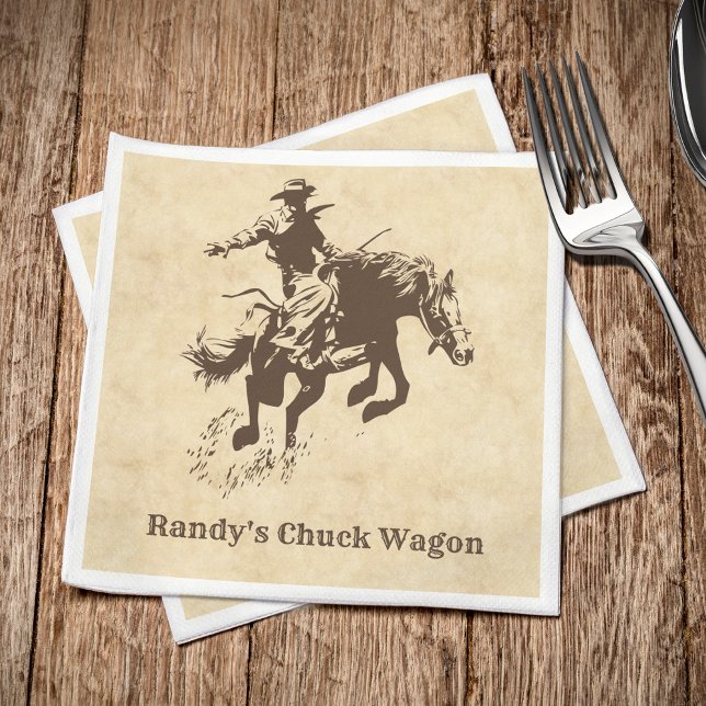Western Rodeo Cowboy Custom Name Napkin (Creator Uploaded)