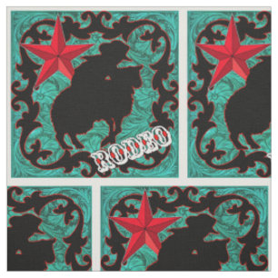 Western Rodeo Cowboy Mutton Bustin" Faux Leather Fabric