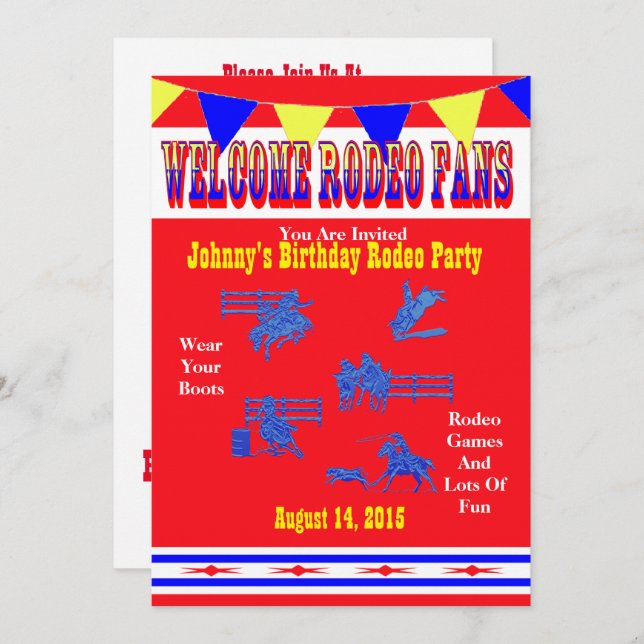Western Rodeo Cowboy Or Cowgirl Party Invitation (Front/Back)