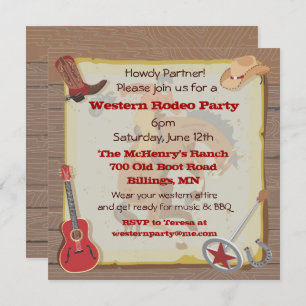 Western Rodeo Cowboy Party Invitation