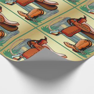 Western Rodeo Cowboy Saddle Boots Rope Brother Wrapping Paper