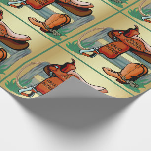Western Rodeo Cowboy Saddle Boots Rope Grandfather Wrapping Paper