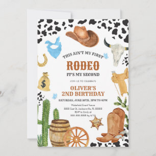 Western Rodeo Cowboy Second Rodeo 2nd Birthday Invitation