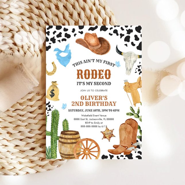 Western Rodeo Cowboy Second Rodeo 2nd Birthday Invitation (Creator Uploaded)