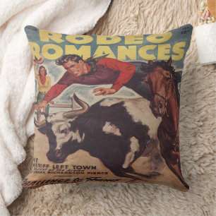 Western Rodeo Cowboy Steer Wrestling Rodeo Romance Cushion