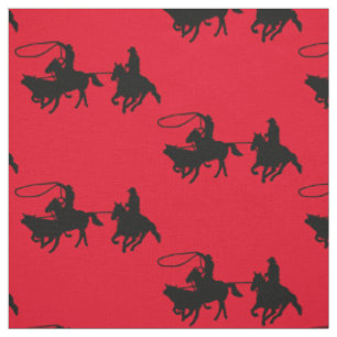 Western Rodeo Cowboy Team Roping Fabric