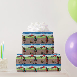 Western Rodeo Cowboy Team Roping Personalised Wrapping Paper