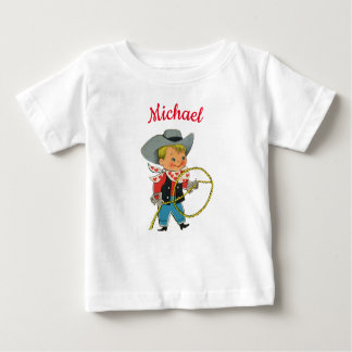 Western Rodeo cowboy with personalised name Baby T-Shirt