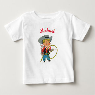 Western Rodeo cowboy with personalized name Baby T-Shirt