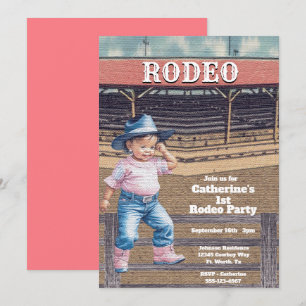 Western Rodeo Cowgirl 1st Birthday Invitation
