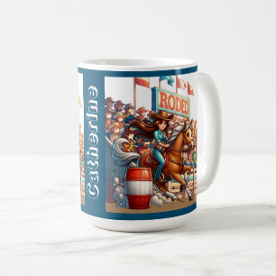 Western Rodeo Cowgirl Barrel Racing Custom Coffee Mug