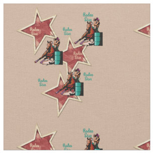 Western Rodeo Cowgirl Barrel Racing Fabric