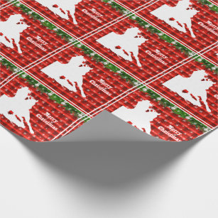 Western Rodeo Cowgirl Barrel Racing on Red Plaid Wrapping Paper