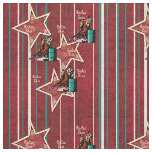 Western Rodeo Cowgirl Barrel Racing Rodeo Star Fabric