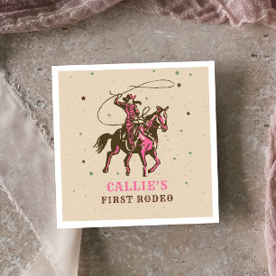Western Rodeo Cowgirl Birthday Napkin