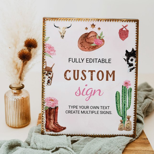 Western Rodeo Cowgirl Birthday Party Table Sign (Creator Uploaded)