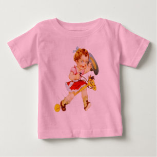 Western Rodeo Cowgirl on Stick Horse Baby T-Shirt