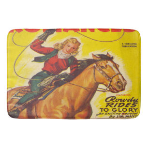 Western Rodeo Cowgirl Roping Rodeo Romance Bath Mat