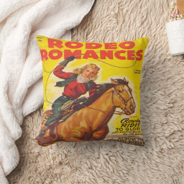 Western Rodeo Cowgirl Roping Rodeo Romance  Cushion (Blanket)