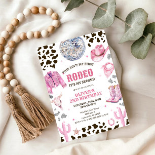 Western Rodeo Cowgirl Second Rodeo 2nd Birthday Invitation