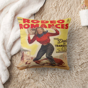 Western Rodeo Cowgirl Tying Calf Rodeo Romance Cushion