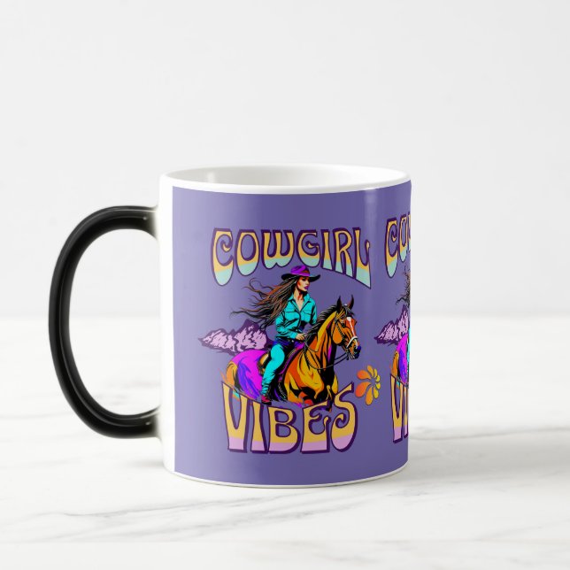 Western Rodeo Cowgirl Vibes and Horse  Magic Mug (Left)