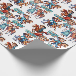 Western Rodeo Cowgirl With Horses Kid Mother's Day Wrapping Paper